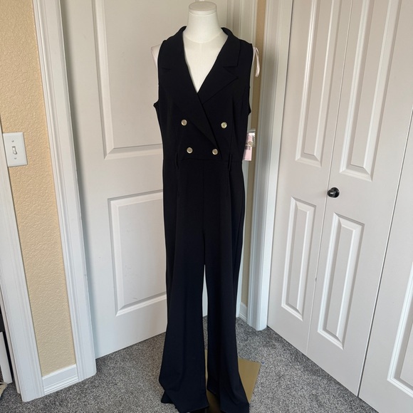 Nanette Lepore Double-Breasted Jumpsuit Black NWT $138 Size 12 Missing Belt - Picture 2 of 16
